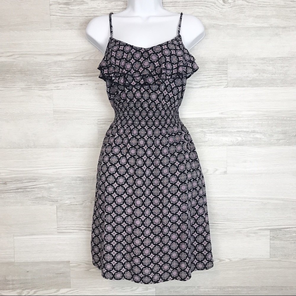 Elle Smocked Ruffle Flounce Dress With Pockets